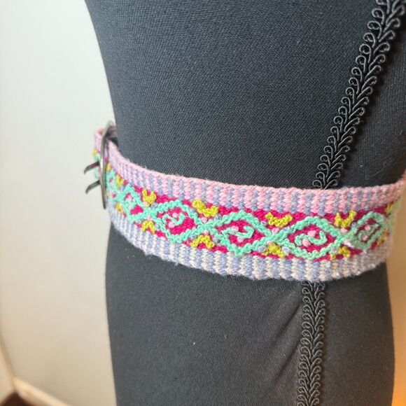 Jenny Krauss Woven Boho Colorful Belt Silver Colored Buckle Women\'s Size Medium main image 6